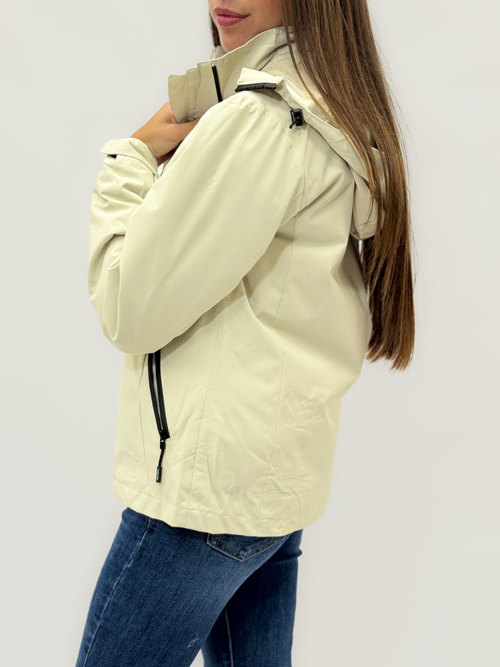 Anke™  |  Beige Windbreaker Jacket Hood