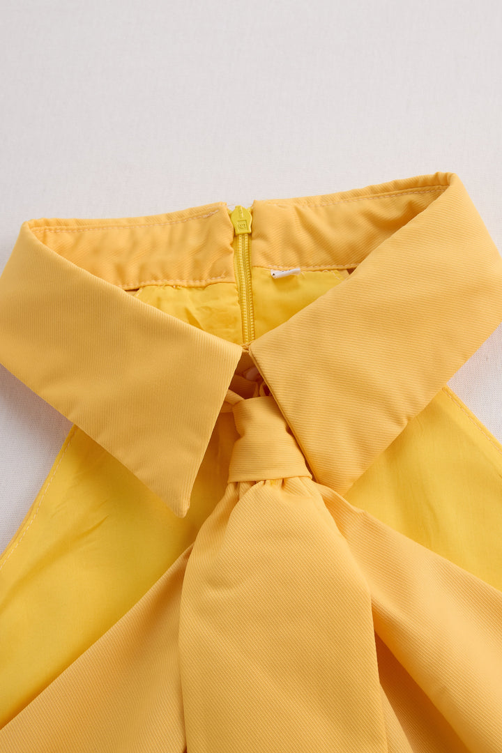 Halter Neck Blouse Sleeveless Tie Neck Elegant Top