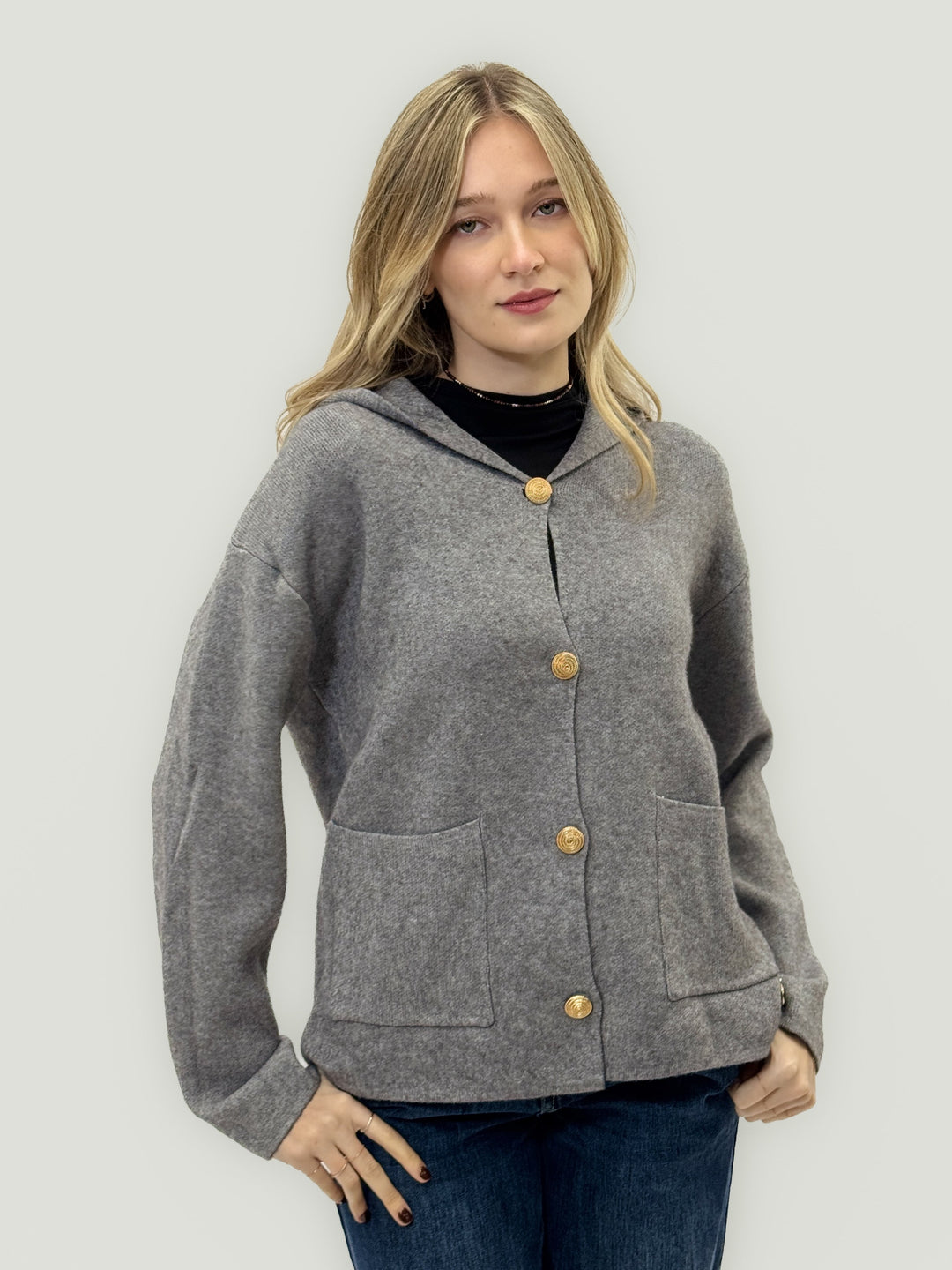 Zoë™  |  Hooded Cardigan Jacket Buttons