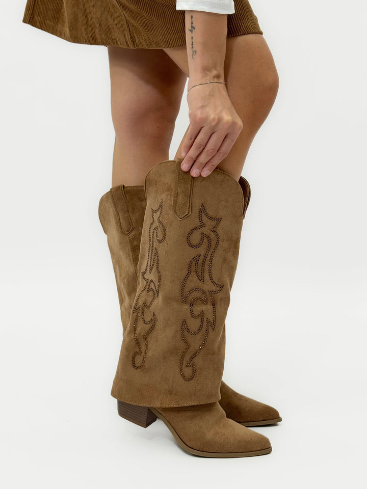 Yvette™  |  Suede Cowboy Boots Embroidery