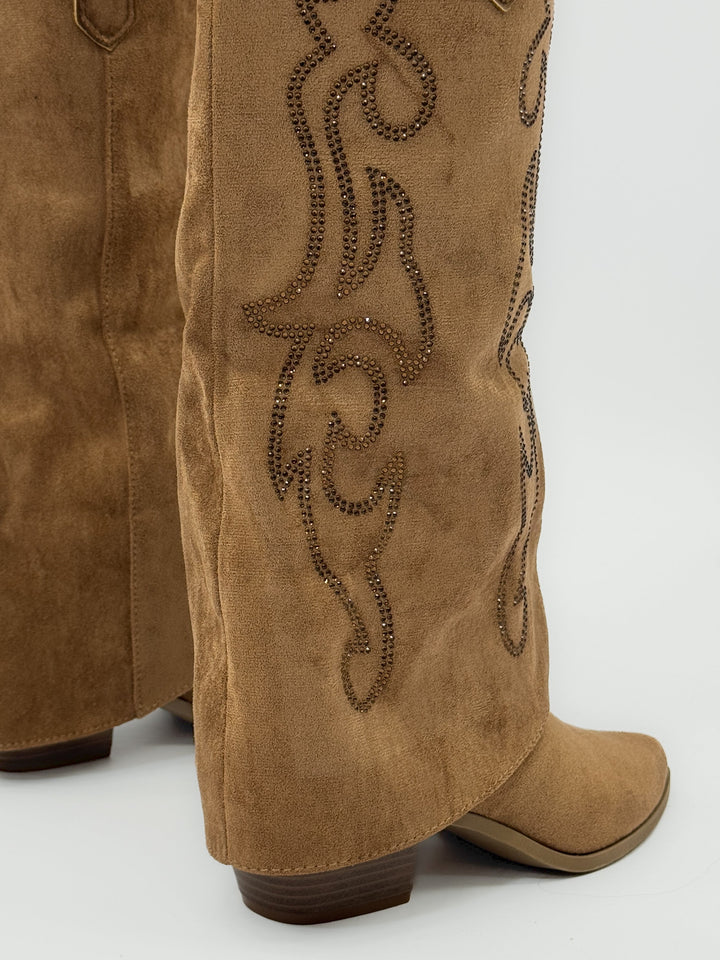 Yvette™  |  Suede Cowboy Boots Embroidery