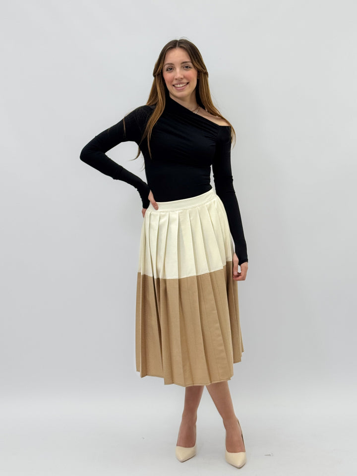 Elmarie™  |  Bicolour Pleated Skirt