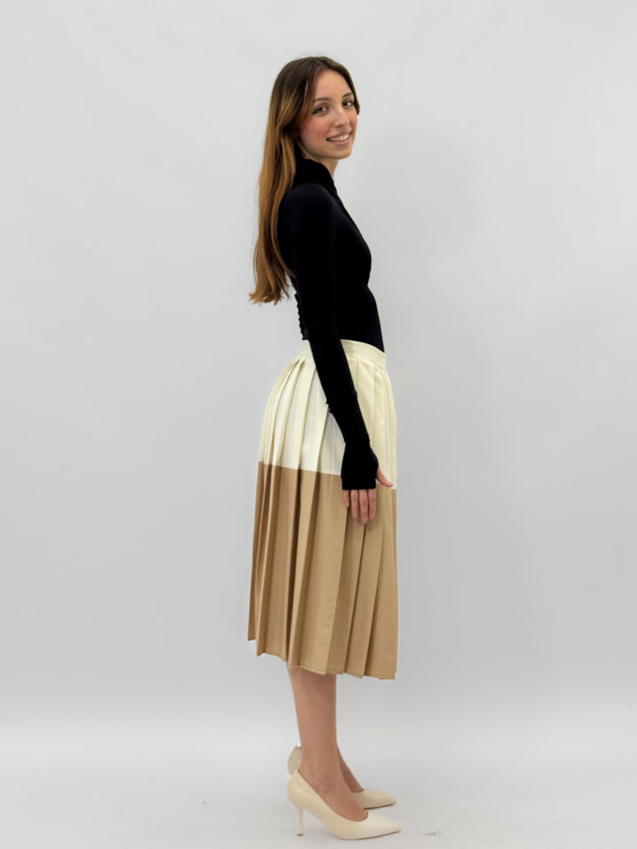 Elmarie™  |  Bicolour Pleated Skirt