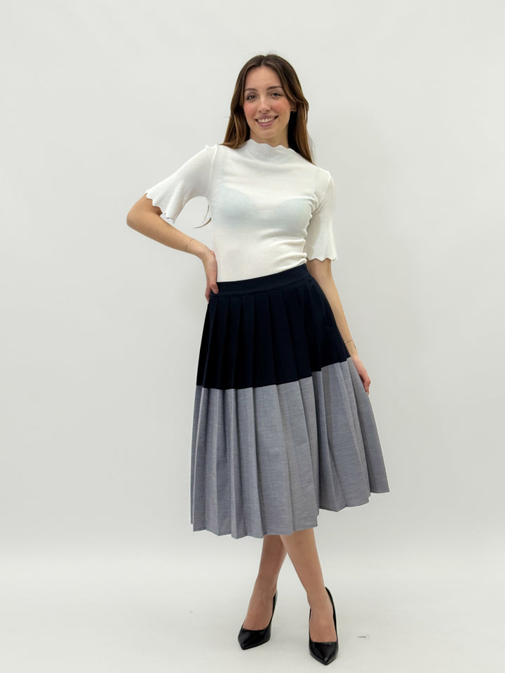 Elmarie™  |  Bicolour Pleated Skirt