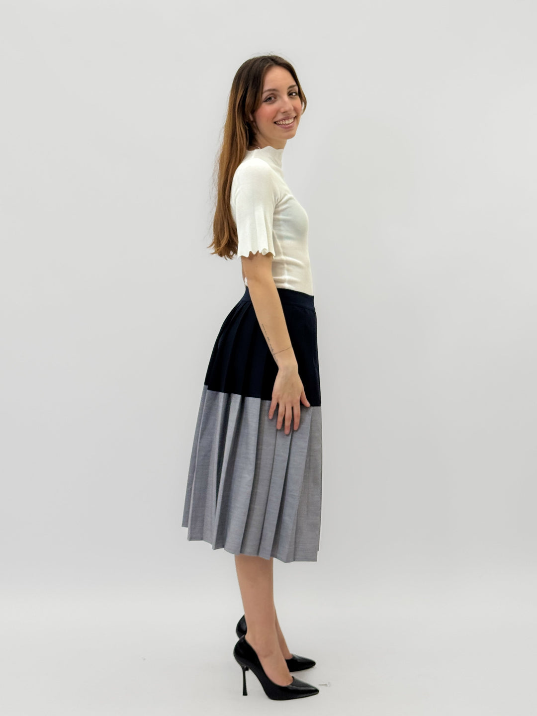 Elmarie™  |  Bicolour Pleated Skirt