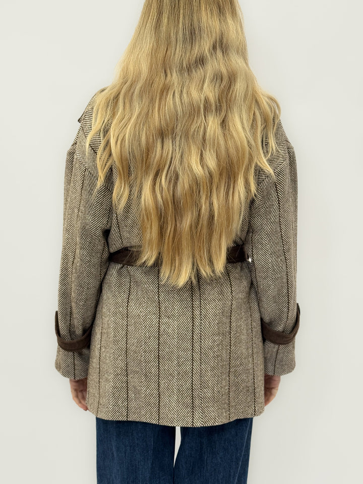 Rozanne™  |  Patterned Coat Belt Lapels