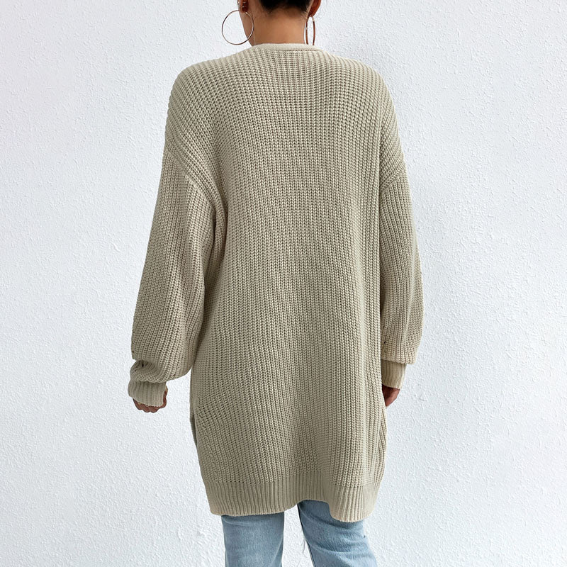 Casual Solid Color Knitted Cardigan