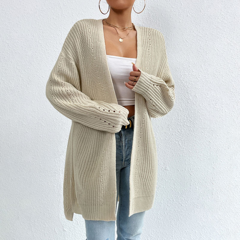 Casual Solid Color Knitted Cardigan