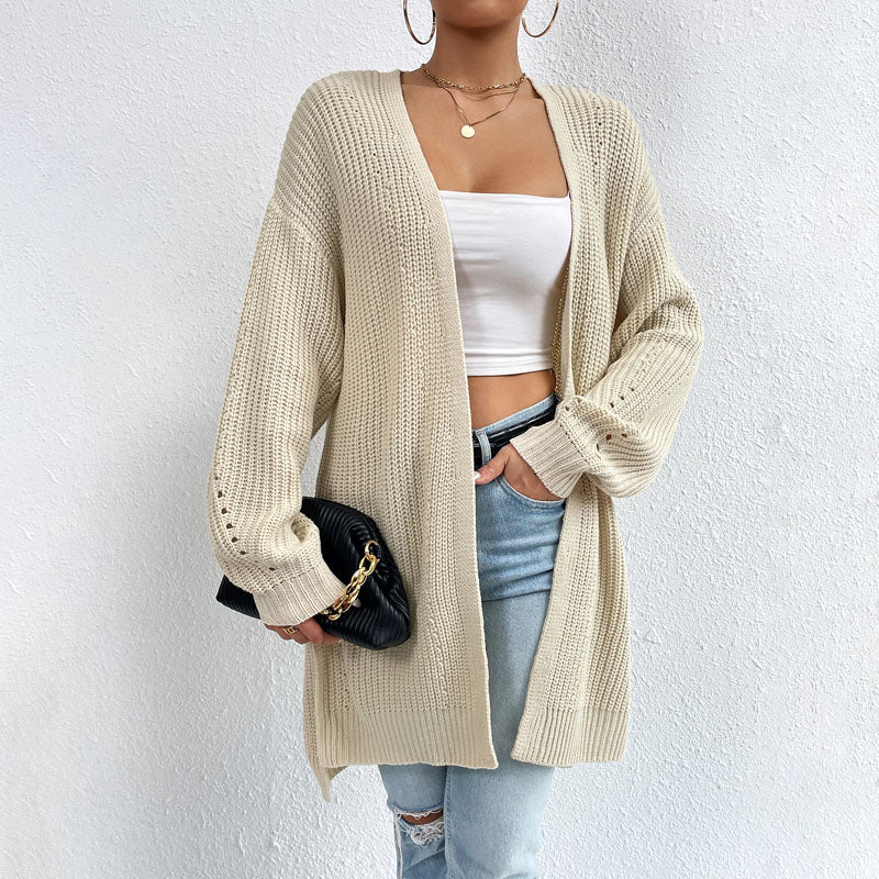 Casual Solid Color Knitted Cardigan