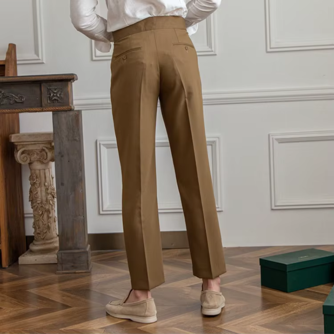 Men's Elegant Pleated Chino Trousers