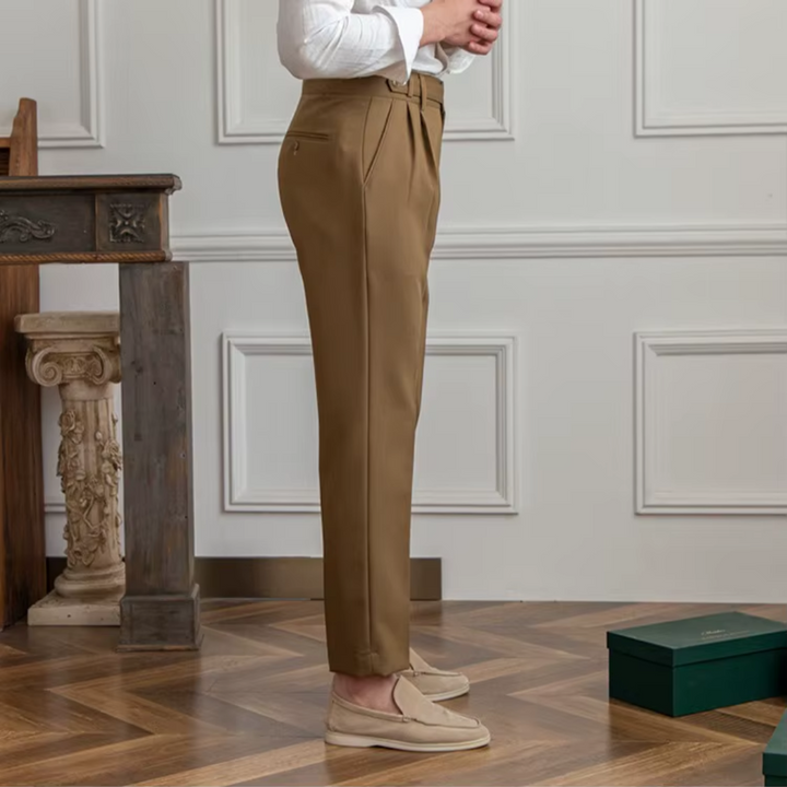 Men's Elegant Pleated Chino Trousers