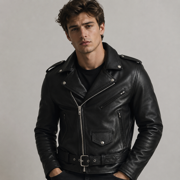 Brandon Biker Jacket with Multiple Pockets for Men - Elena Harper