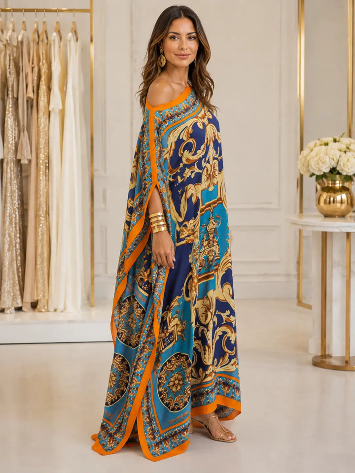 Ornate Draped Kaftan Maxi Dress, view 2 - Elena Harper