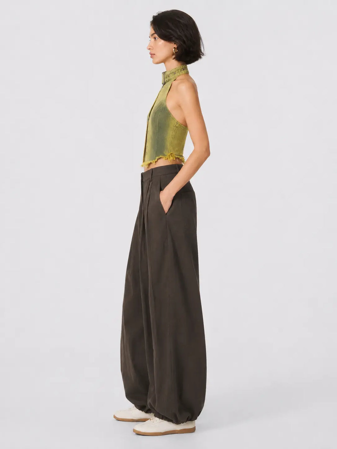 Buckle Halter Balloon-Pant Set
