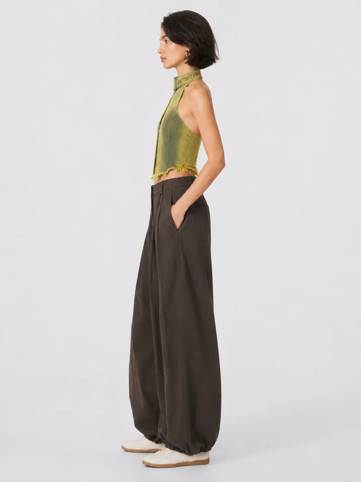 Buckle Halter Balloon-Pant Set