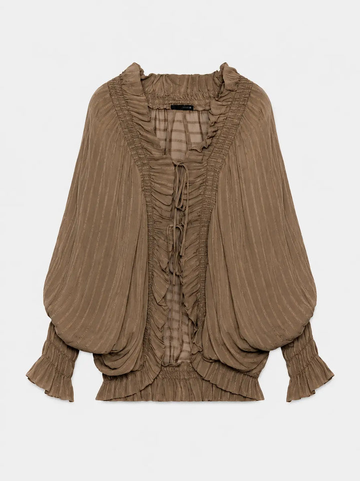 Romantic Ruffle Tie Blouse