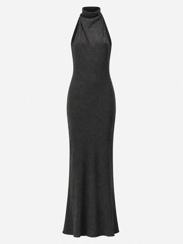 Sculpted Halter Backless Maxi Dress