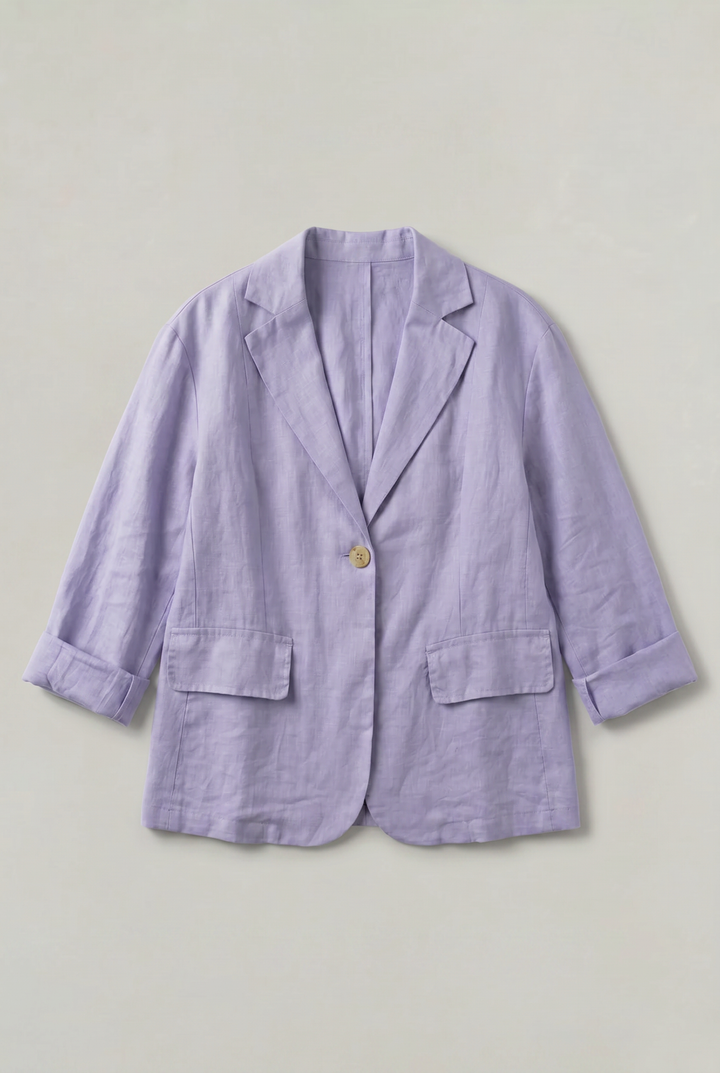 Women's Relaxed Single-Button Blazer with Rolled Sleeves – Ashbourne