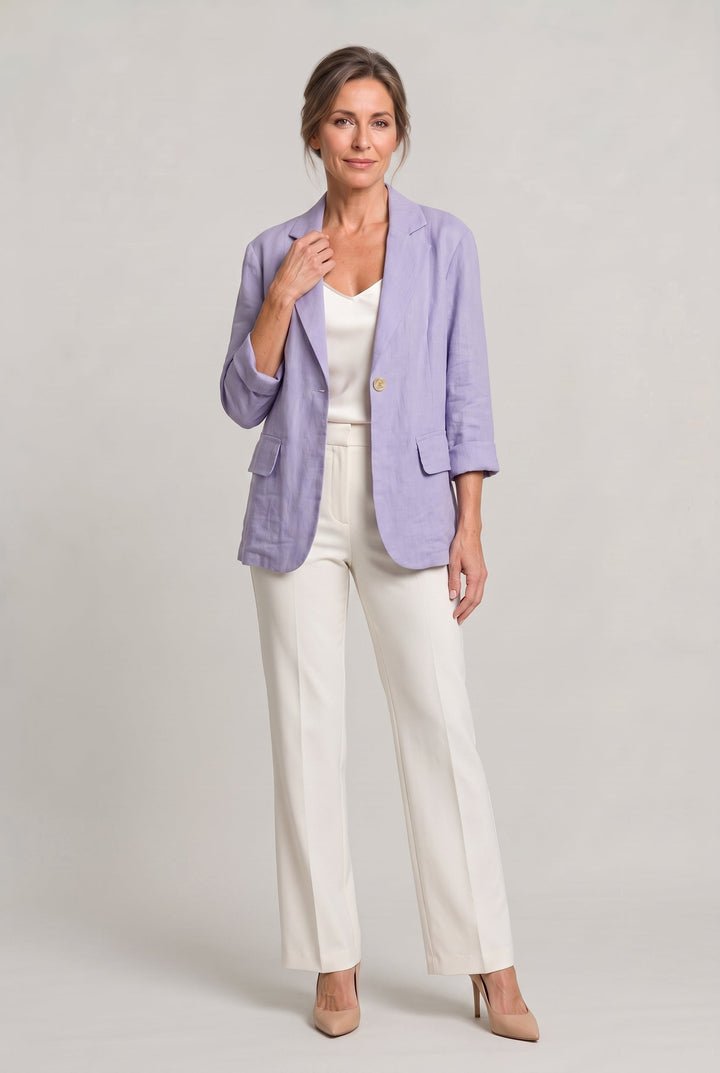 Women's Relaxed Single-Button Blazer with Rolled Sleeves – Ashbourne