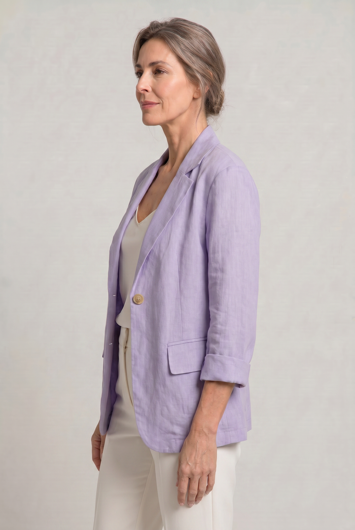 Women's Relaxed Single-Button Blazer with Rolled Sleeves – Ashbourne
