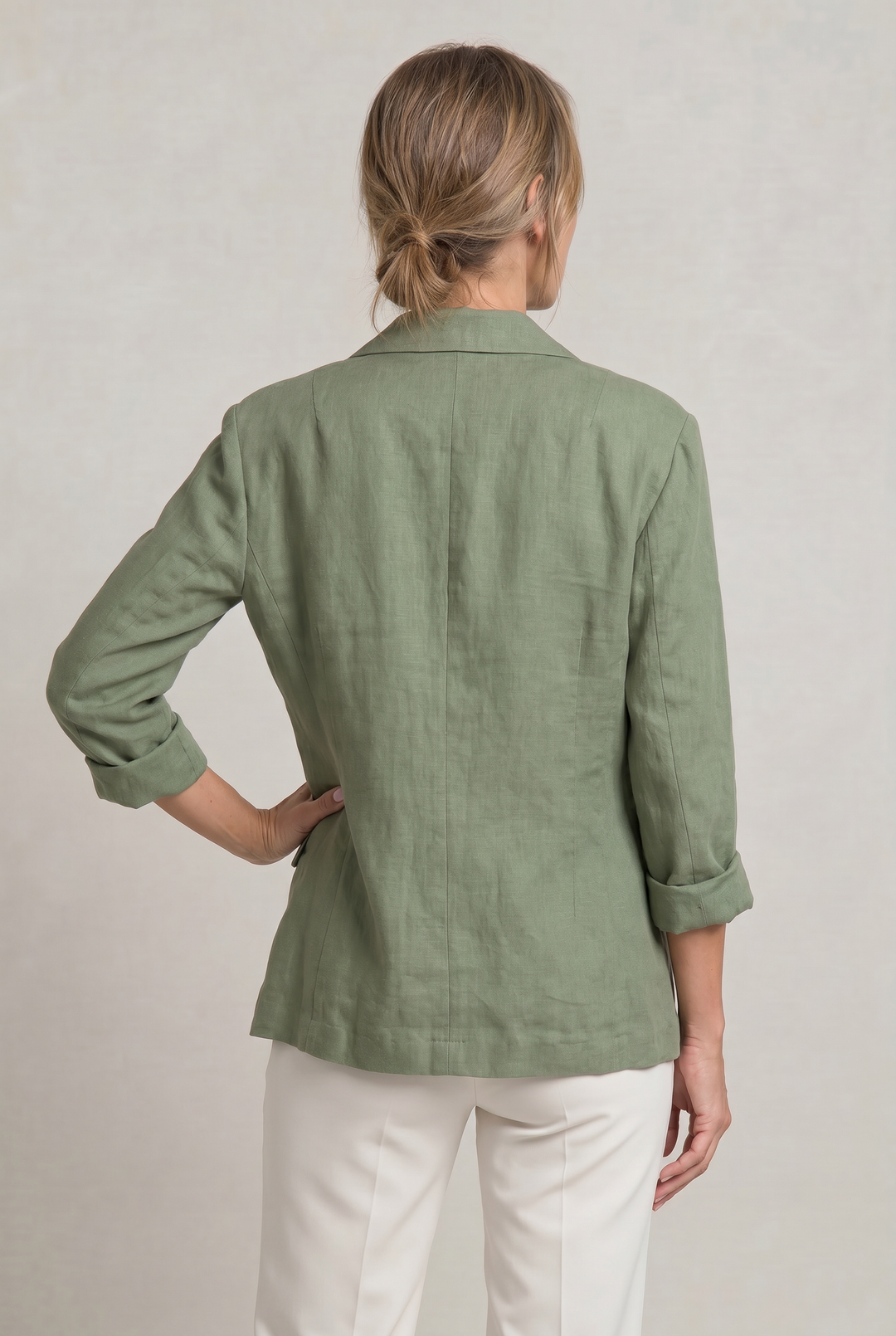 Women's Relaxed Single-Button Blazer with Rolled Sleeves – Ashbourne