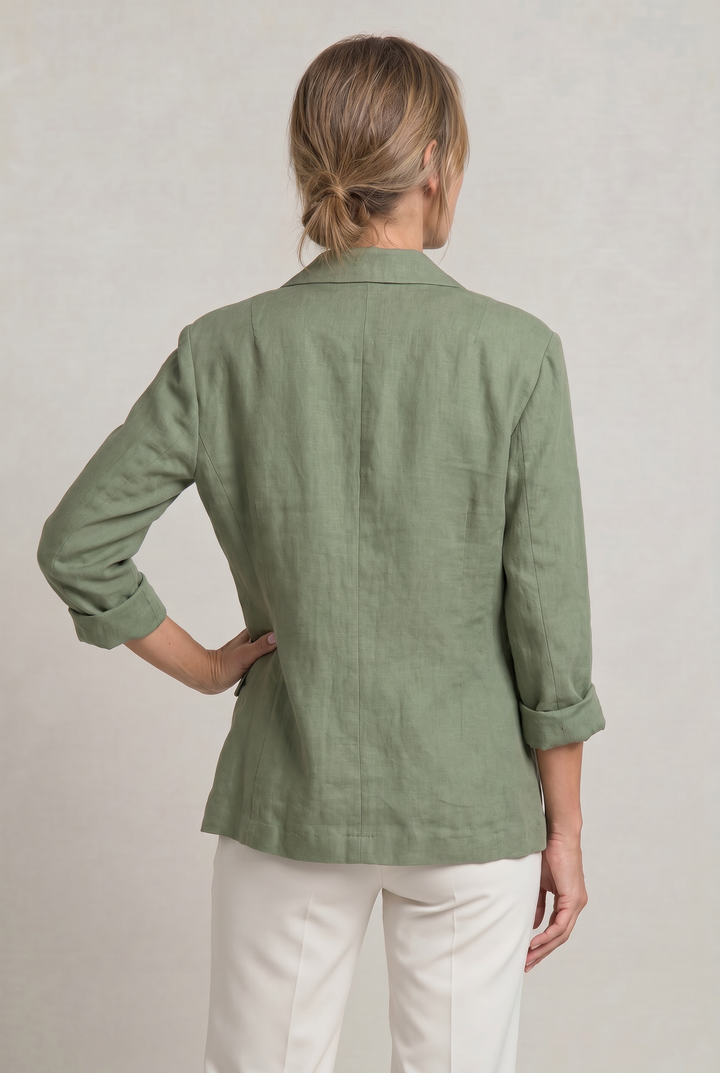 Women's Relaxed Single-Button Blazer with Rolled Sleeves – Ashbourne