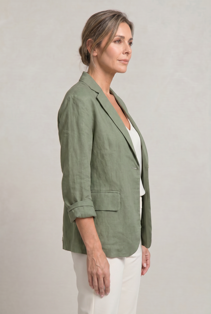 Women's Relaxed Single-Button Blazer with Rolled Sleeves – Ashbourne