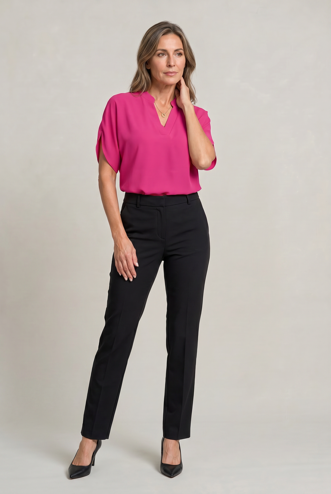 Women's Notch V-Neck Petal Sleeve Top – Rosalind
