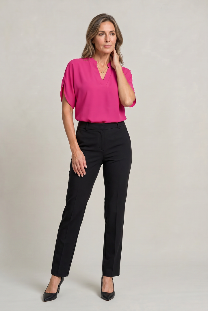 Women's Notch V-Neck Petal Sleeve Top – Rosalind