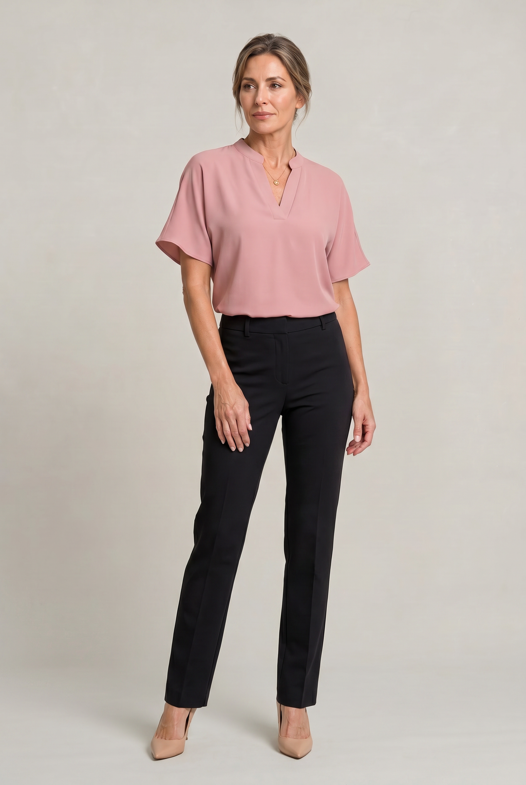 Women's Notch V-Neck Petal Sleeve Top – Rosalind