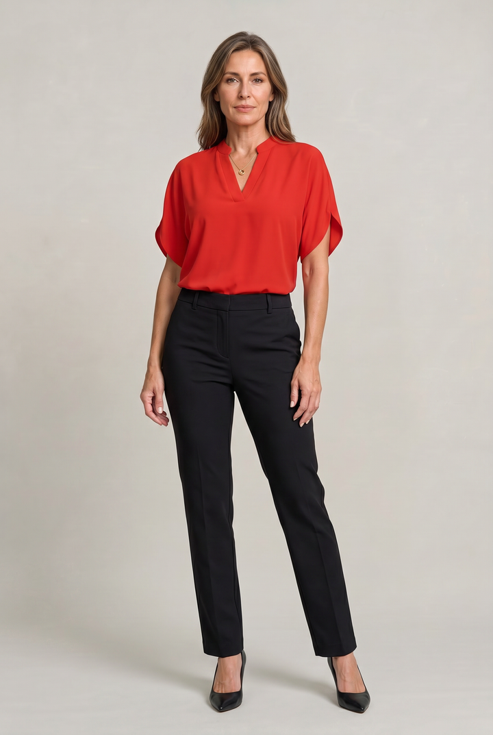 Women's Notch V-Neck Petal Sleeve Top – Rosalind