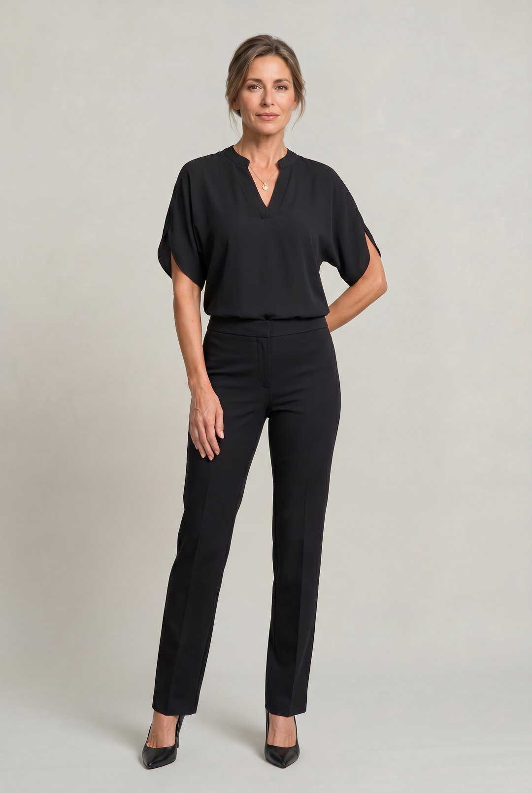 Women's Notch V-Neck Petal Sleeve Top – Rosalind