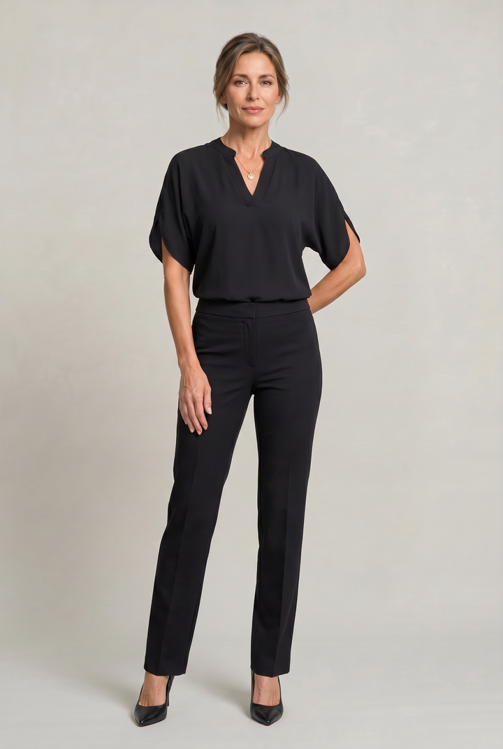 Women's Notch V-Neck Petal Sleeve Top – Rosalind