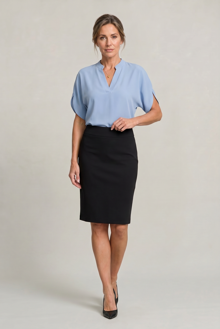 Women's Notch V-Neck Petal Sleeve Top – Rosalind