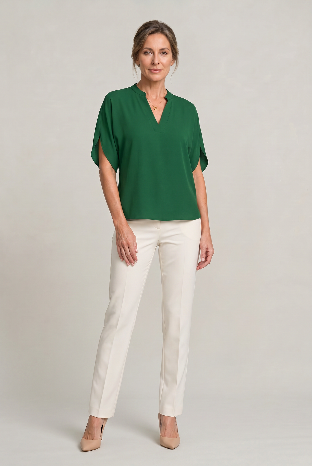 Women's Notch V-Neck Petal Sleeve Top – Rosalind
