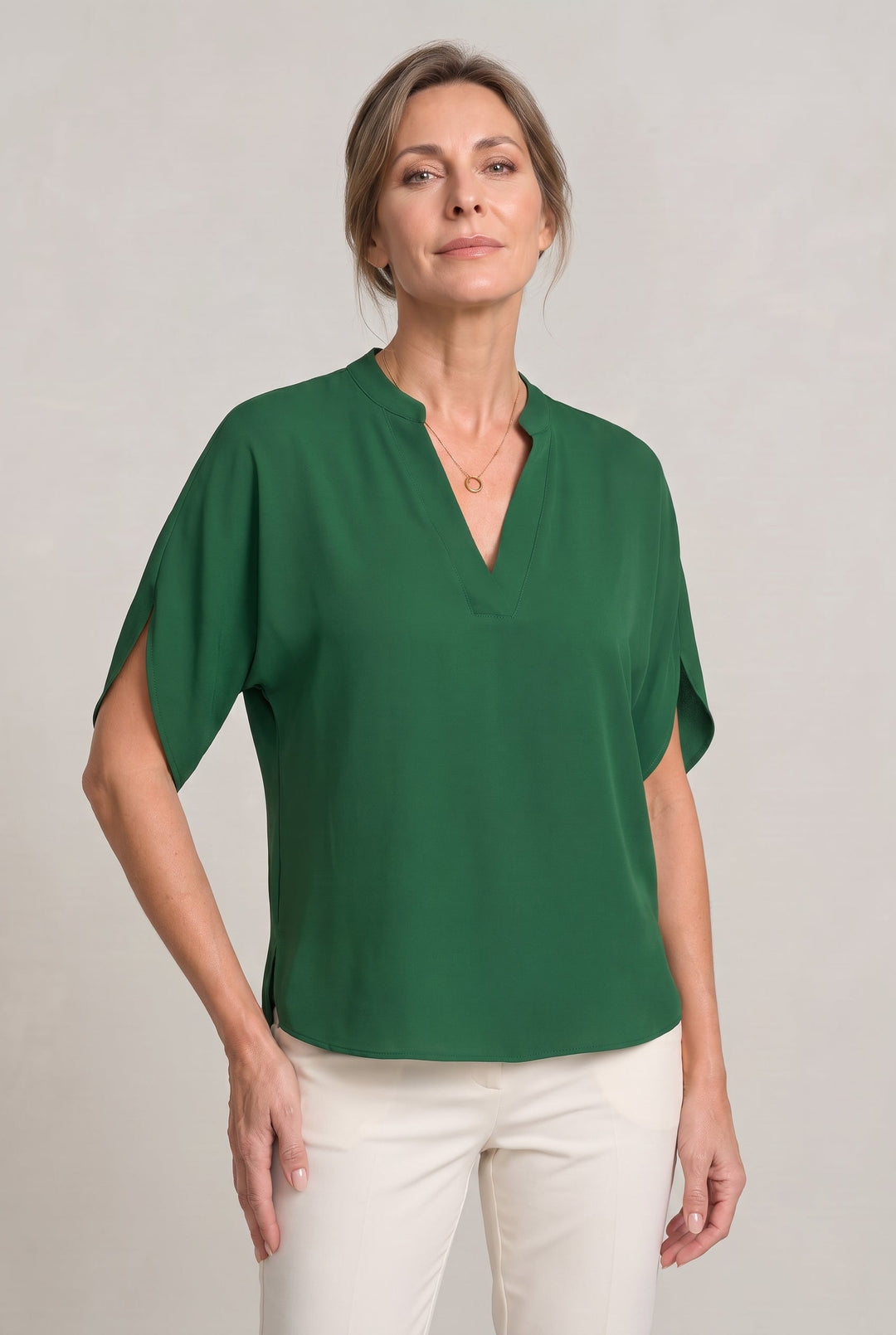 Women's Notch V-Neck Petal Sleeve Top – Rosalind
