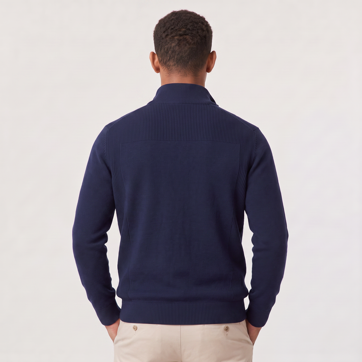 Montarello Men's Knit Pullover with Mock Neck and Quarter-Zip Closure