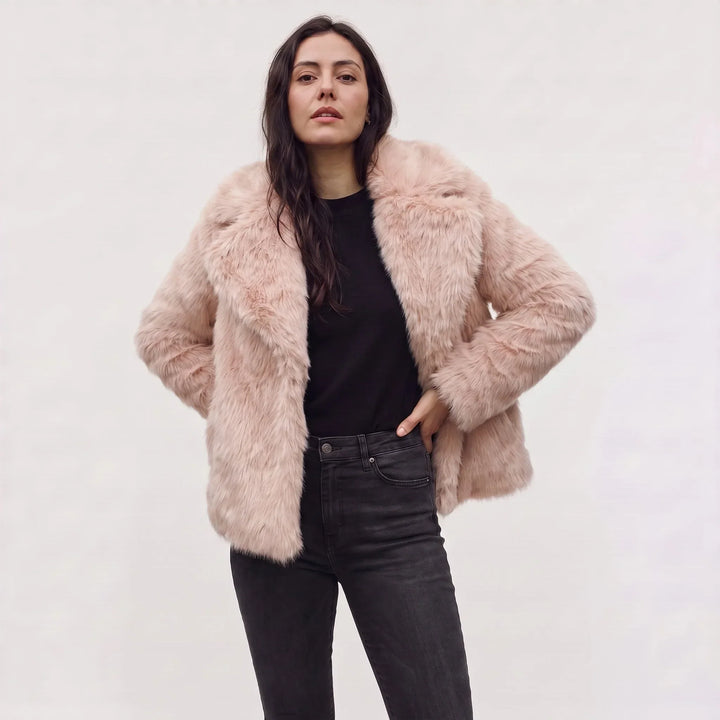 Ladies Oversized Faux Fur Coat with Open Front