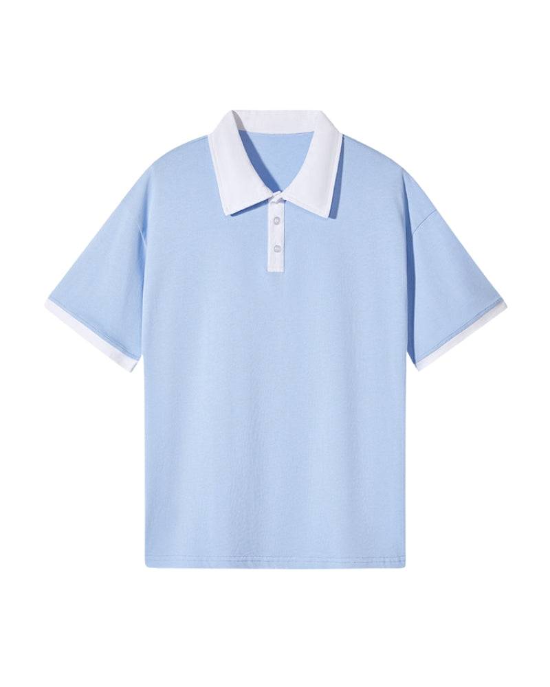 Emma & Rose Manhattan Klaas™ Como Knit Polo T-shirt in classic knit fabric, shown in a close-up view with detailed stitching.