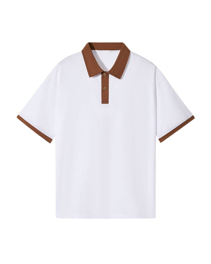 Klaas™ Como Knit Polo T-shirt by Emma & Rose Manhattan featuring a classic knit design in neutral tones.