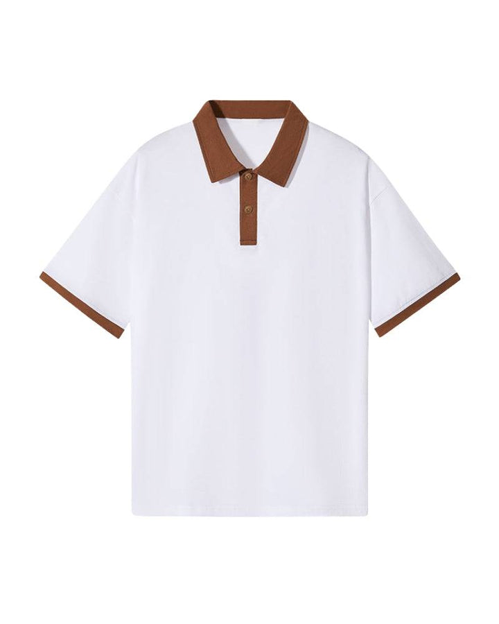 Klaas™ Como Knit Polo T-shirt by Emma & Rose Manhattan featuring a classic knit design in neutral tones.