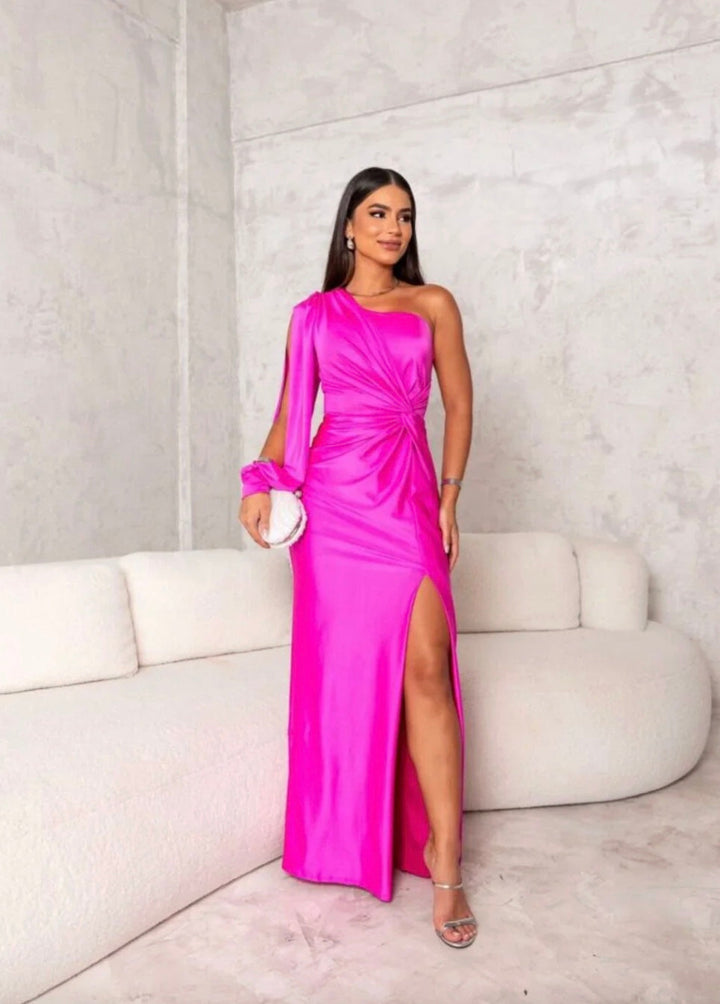 Women's Elegant One-Shoulder Evening Maxi Dress