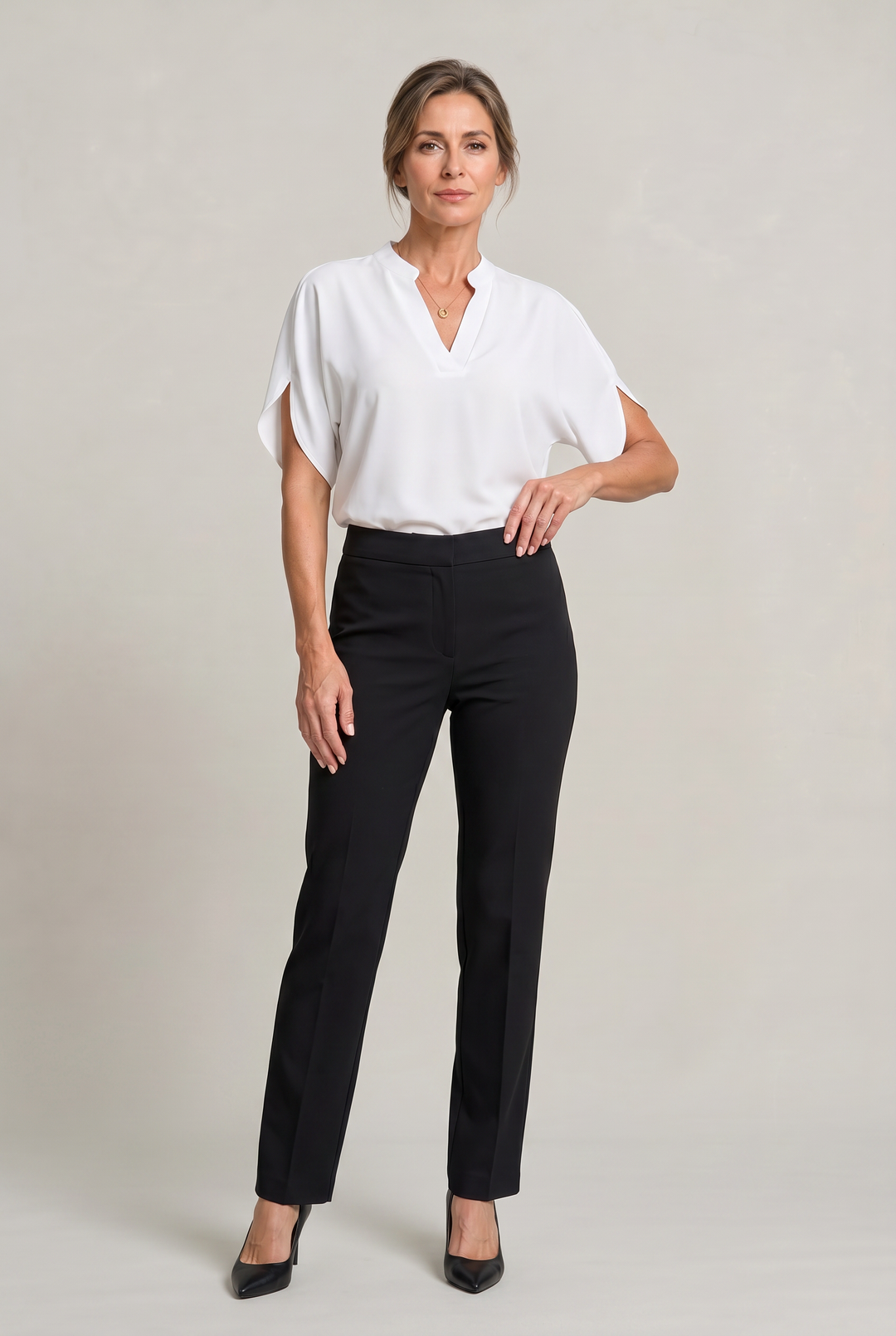 Women's Notch V-Neck Petal Sleeve Top – Rosalind