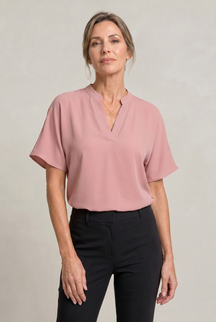 Women's Notch V-Neck Petal Sleeve Top – Rosalind