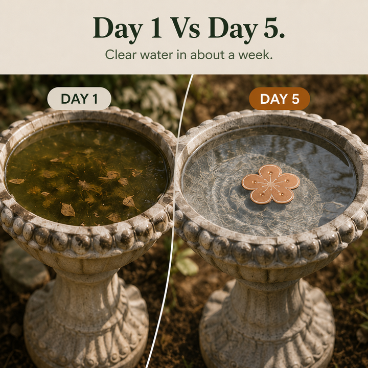 Bloomara Pure Copper Bird Bath Purifier Disc, Algae Control Flower - Elena Harper
