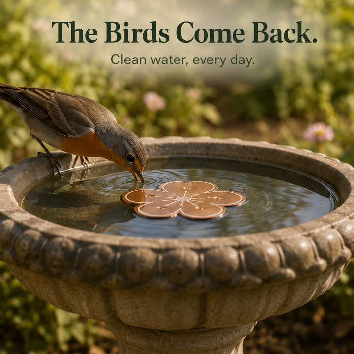Bloomara Pure Copper Bird Bath Purifier Disc, Algae Control Flower - Elena Harper