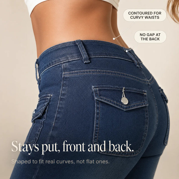 Curvella Curvy Fit Stretch Denim-like Capri Jeans, Mid Rise Cuffed Hem - Elena Harper