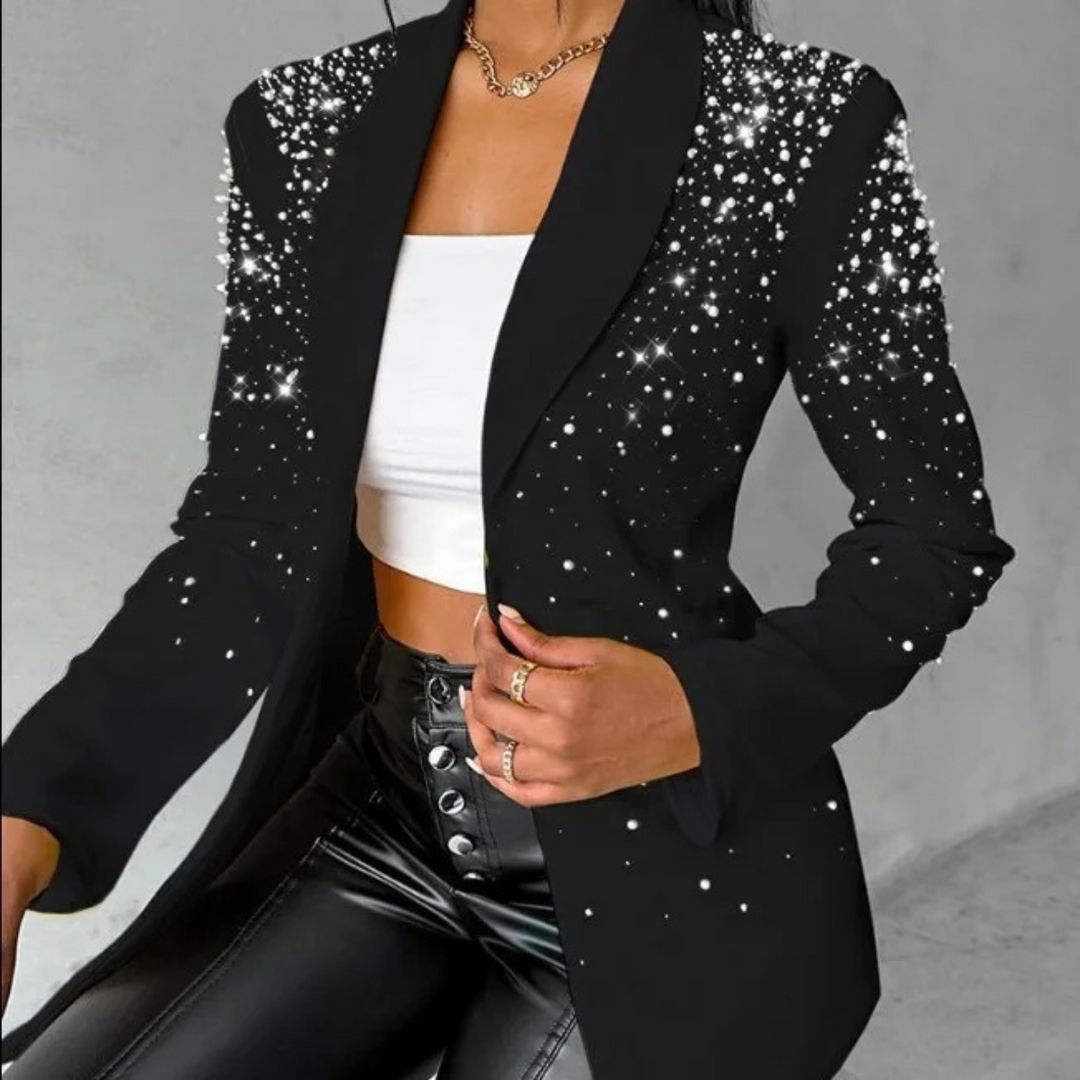 Women's Slim Blazer with Pearl Embellishments