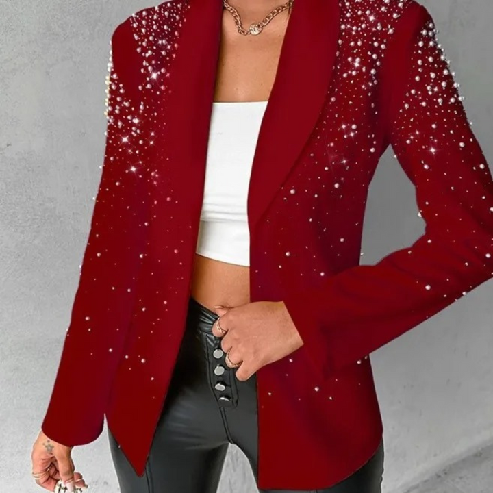 Women's Slim Blazer with Pearl Embellishments