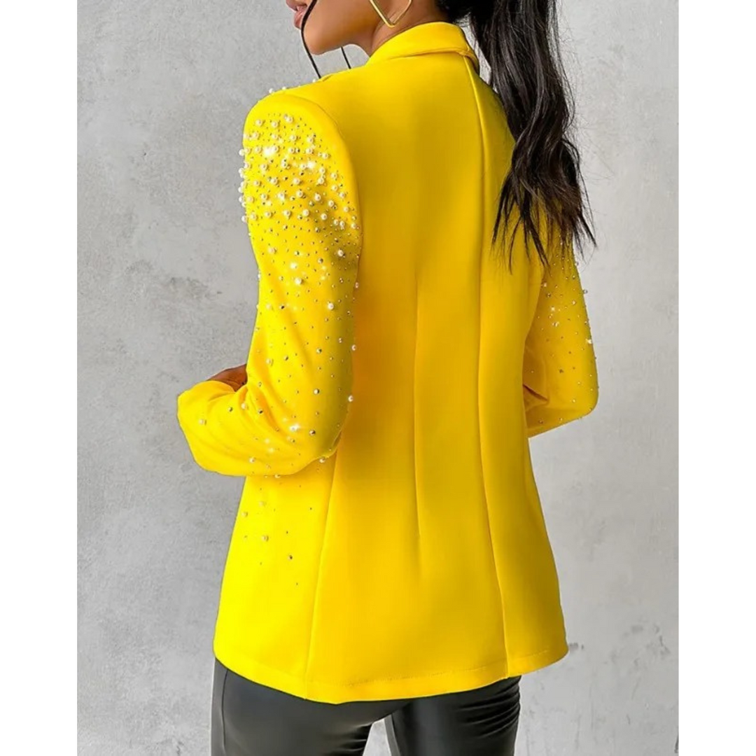Women's Slim Blazer with Pearl Embellishments